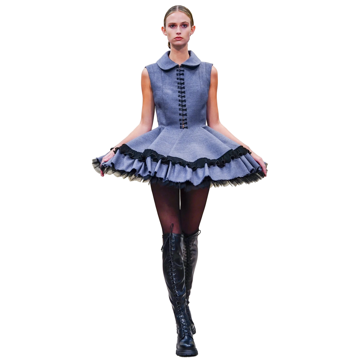 odette ruffle mini dress