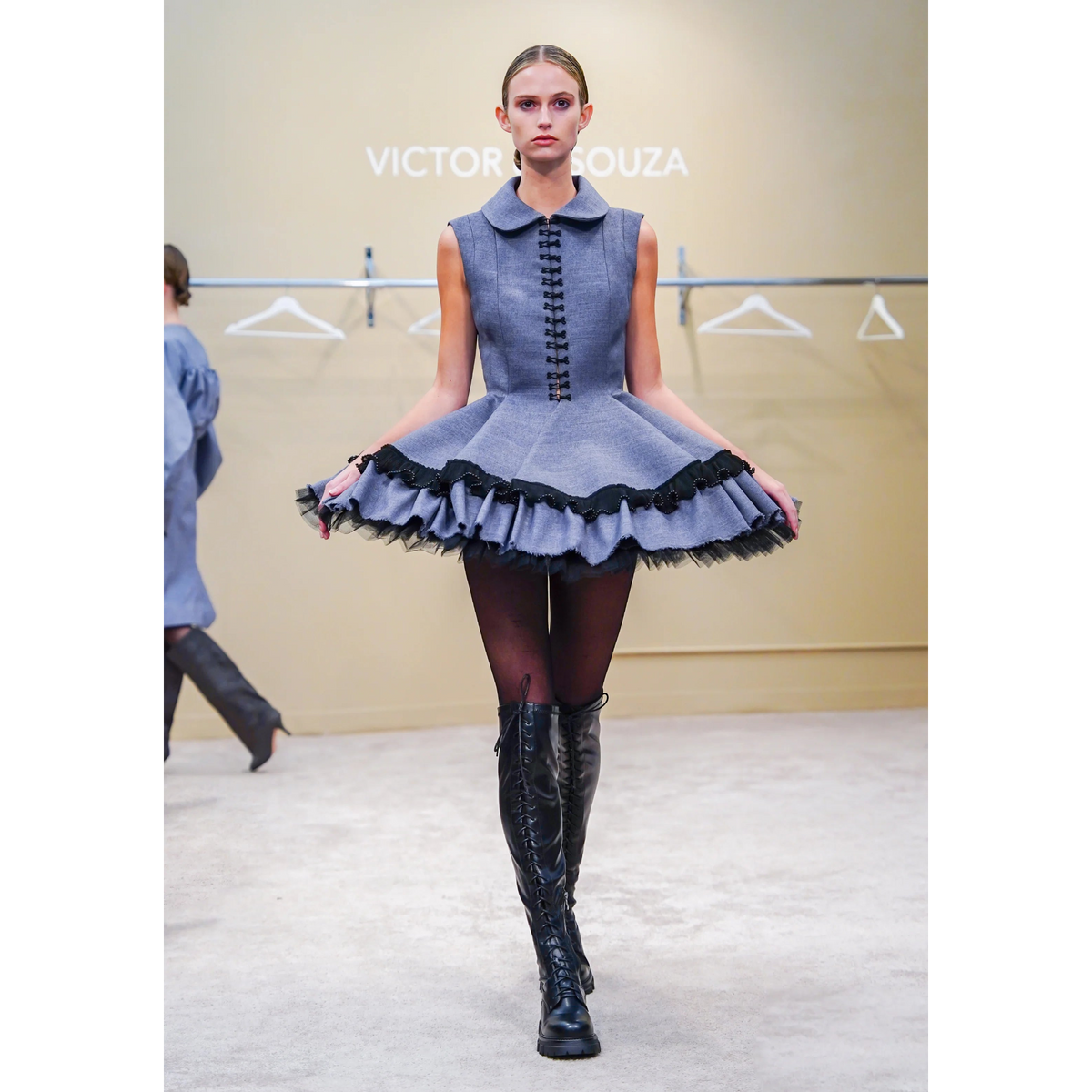 odette ruffle mini dress