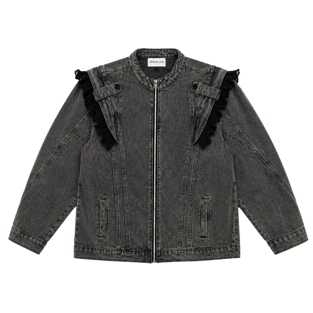 de souza - denim ruffle jacket - emanuel new york