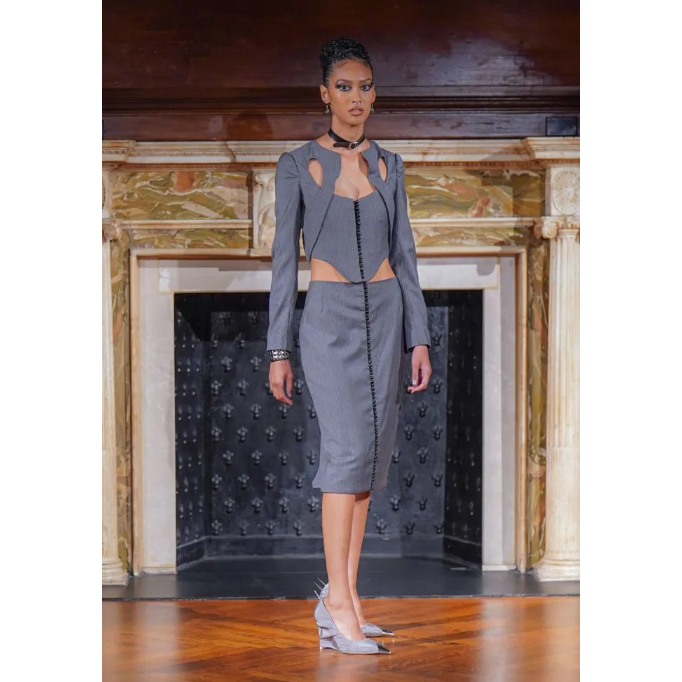 vesper pinstripe wool top